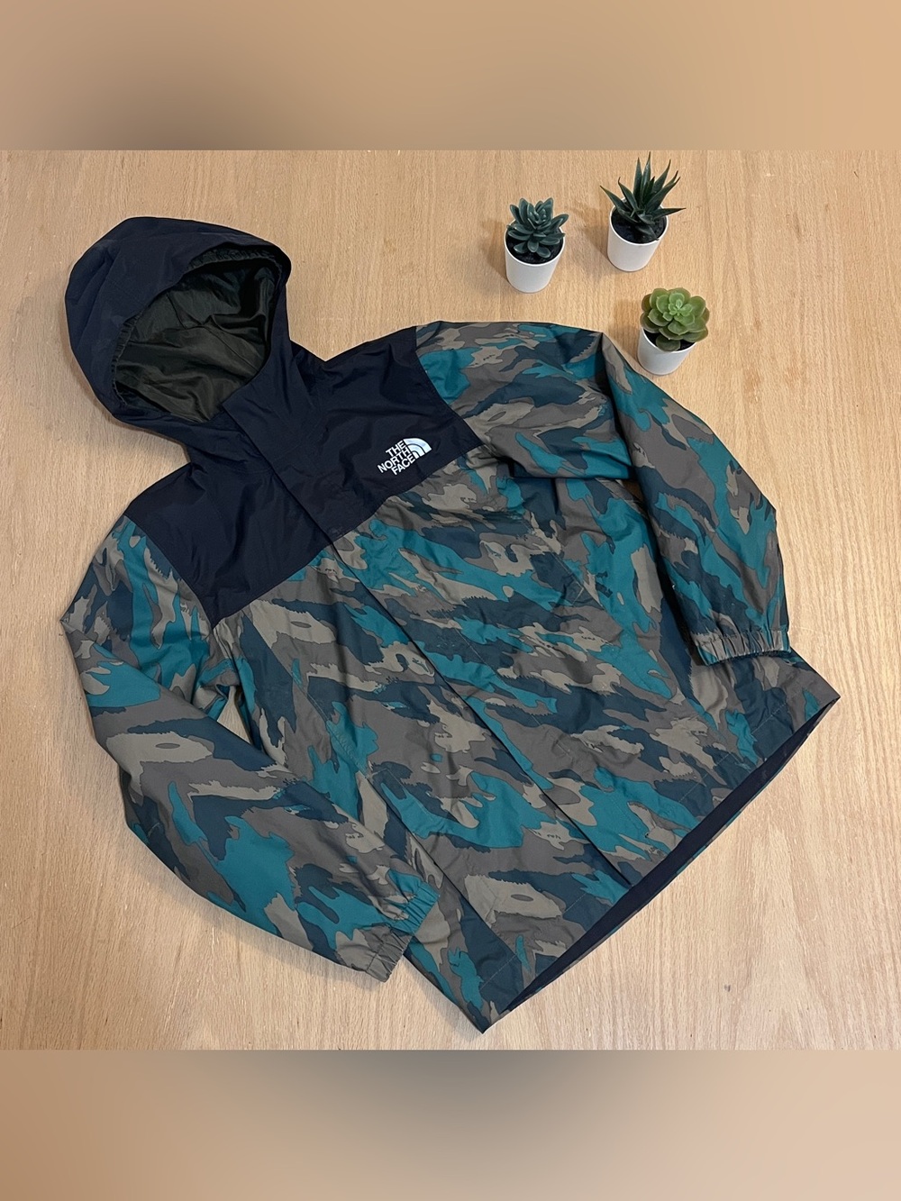 The North Face Boys' Resolve Waterproof Rain Jacket in Camo Print